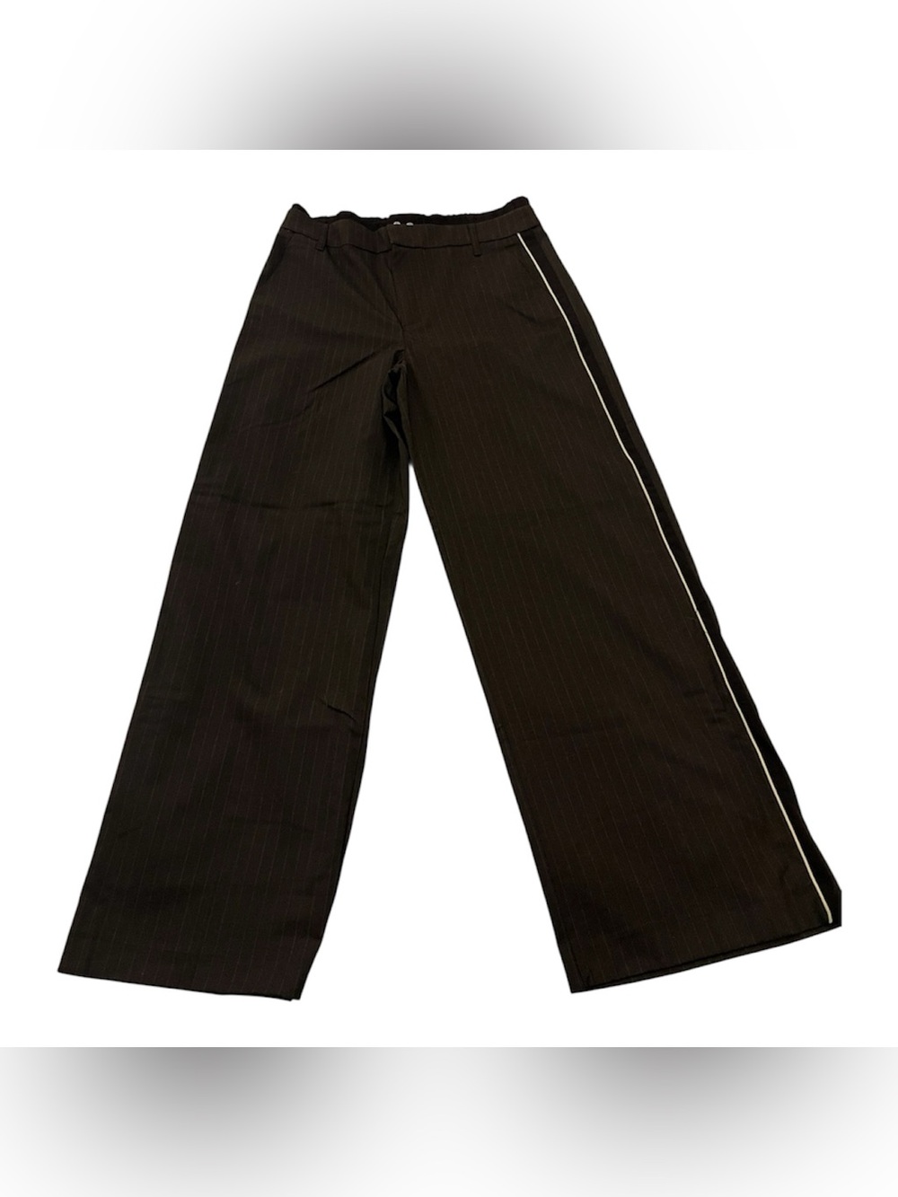 Zara brown double waist boxer pinstripe wide leg trousers NWT 3152/512/700
